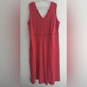 eShakti Red White Diamond Print Sleeveless Midi Dress, Stretch Knit, Women's 3X